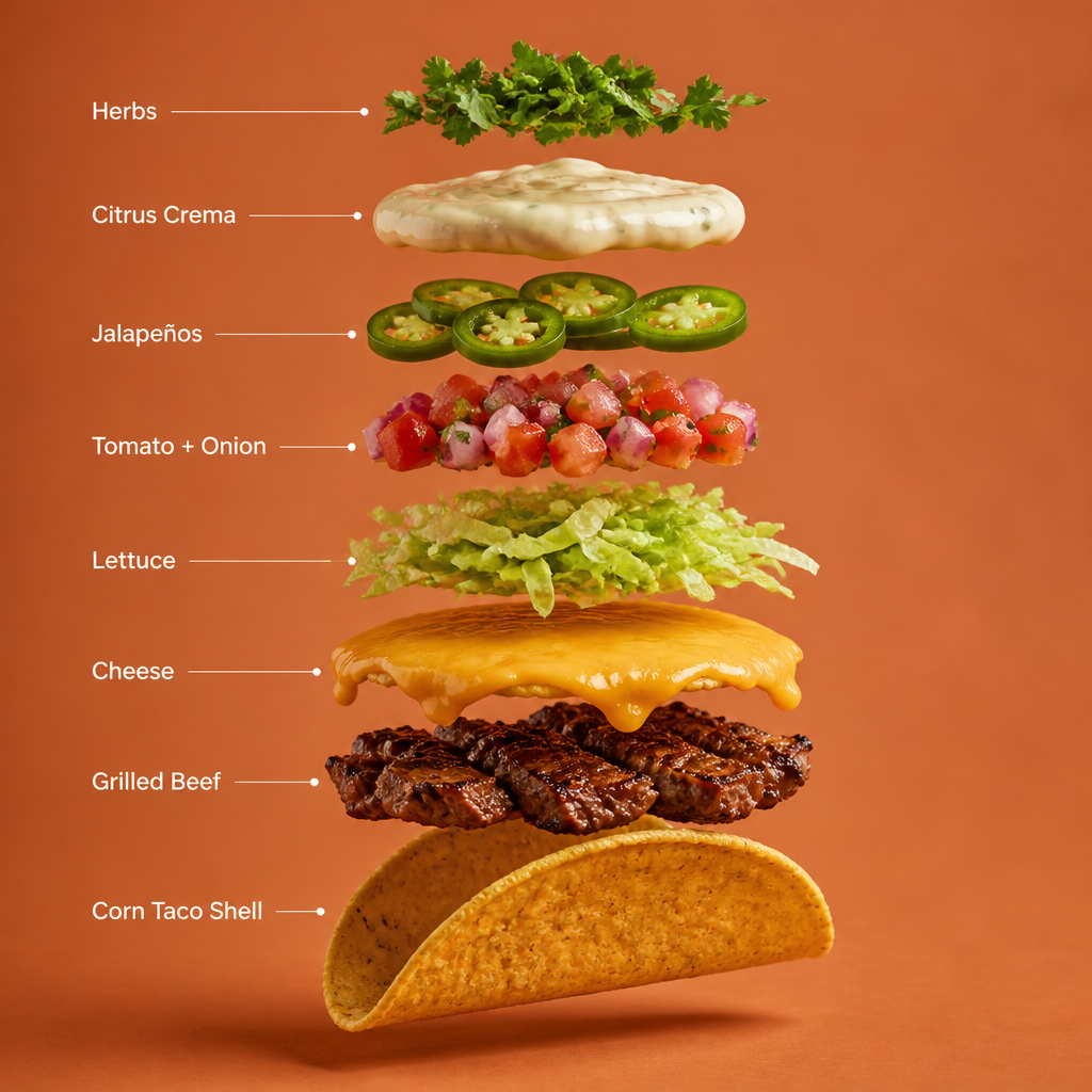 Exploded Premium Taco Infographic