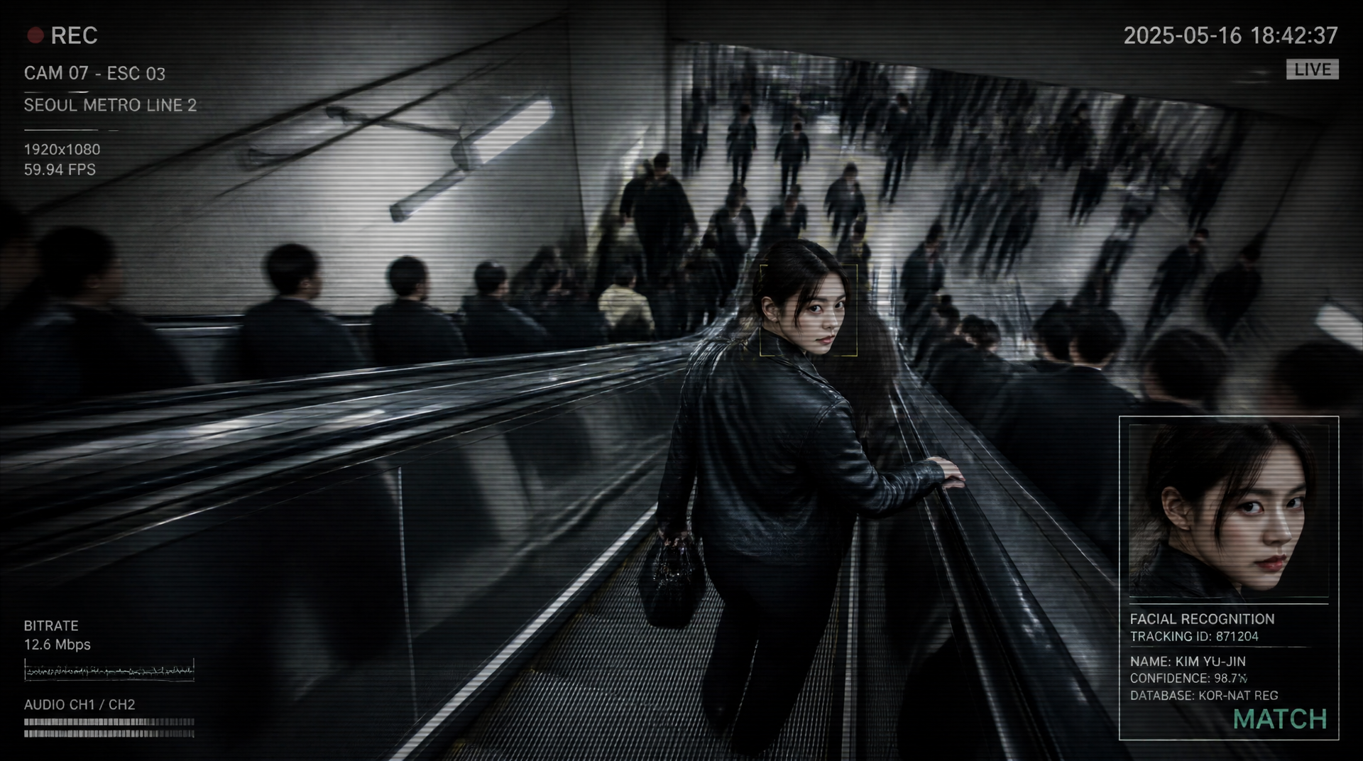 Cinematic Metro Surveillance Portrait