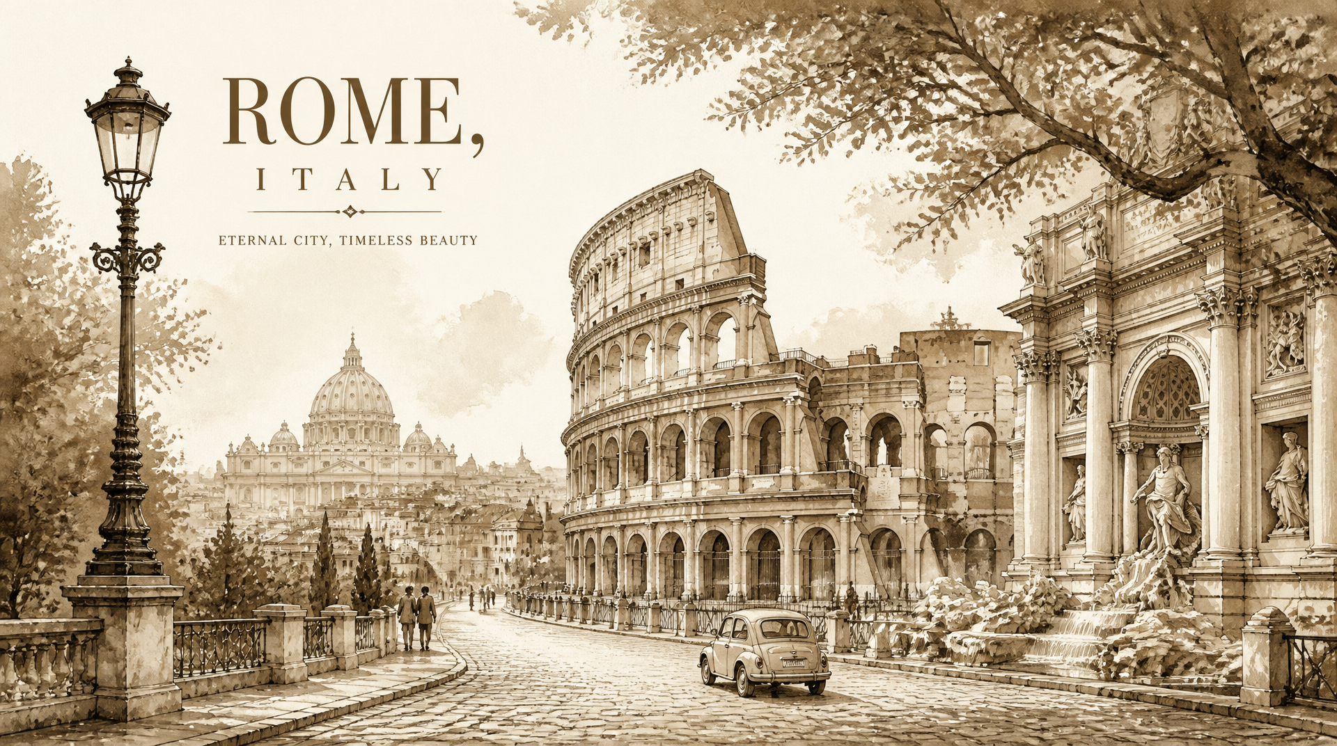 Monochrome Watercolor City Poster