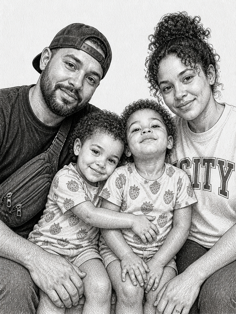 Pen-and-Ink Family Portrait
