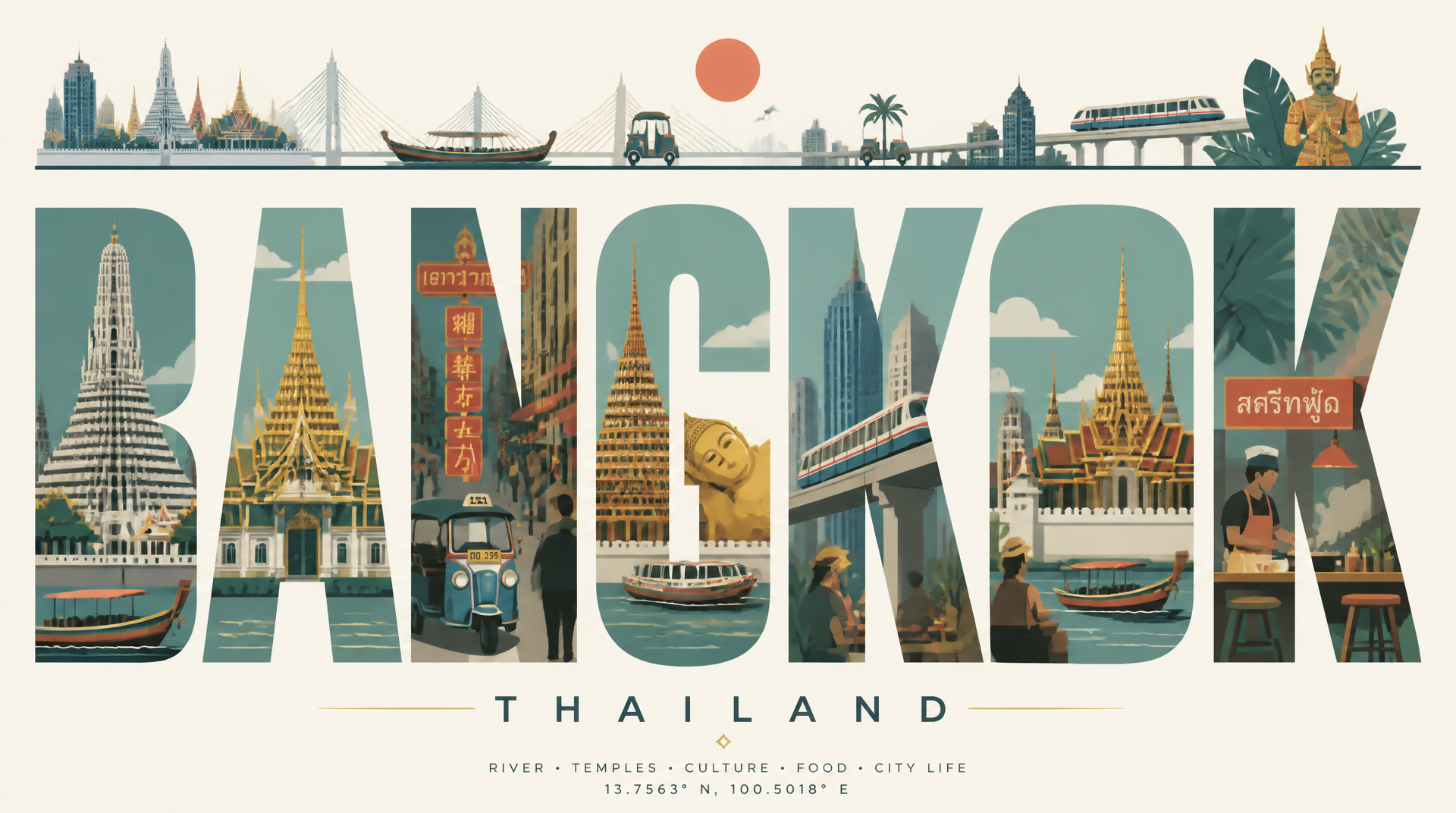 Modernist Bangkok Travel Poster