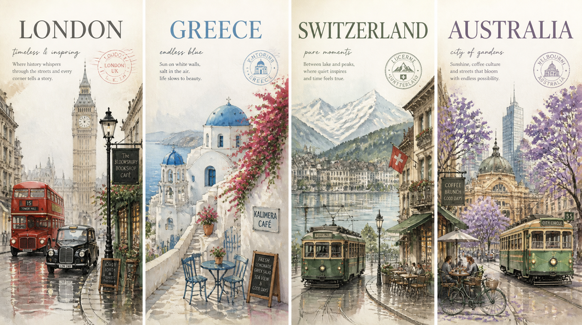 European Watercolor Travel Collection