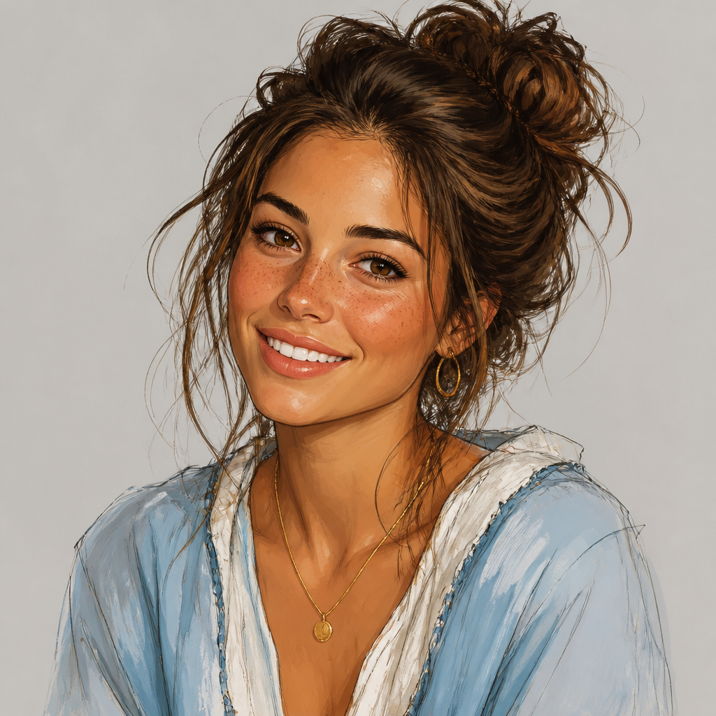 Painterly Freckled Digital Portrait