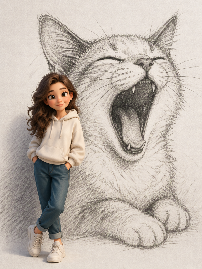 Graphite Sketch and Portrait Composition