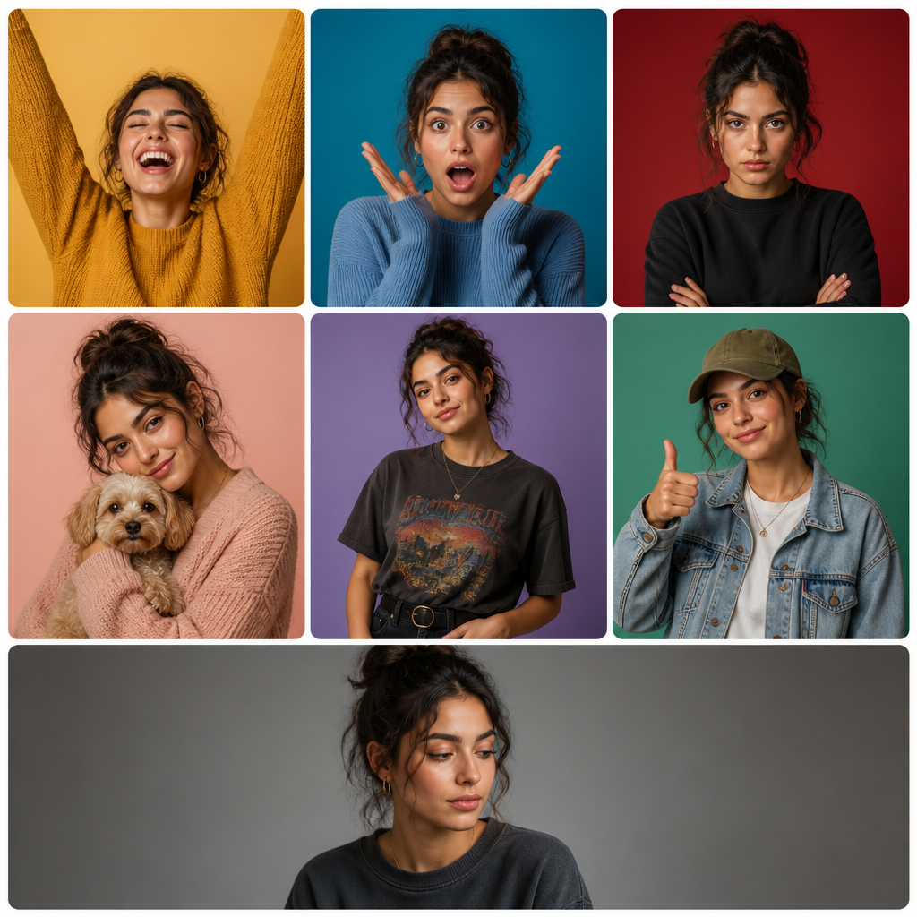 Seven-Mood Character Portrait Grid