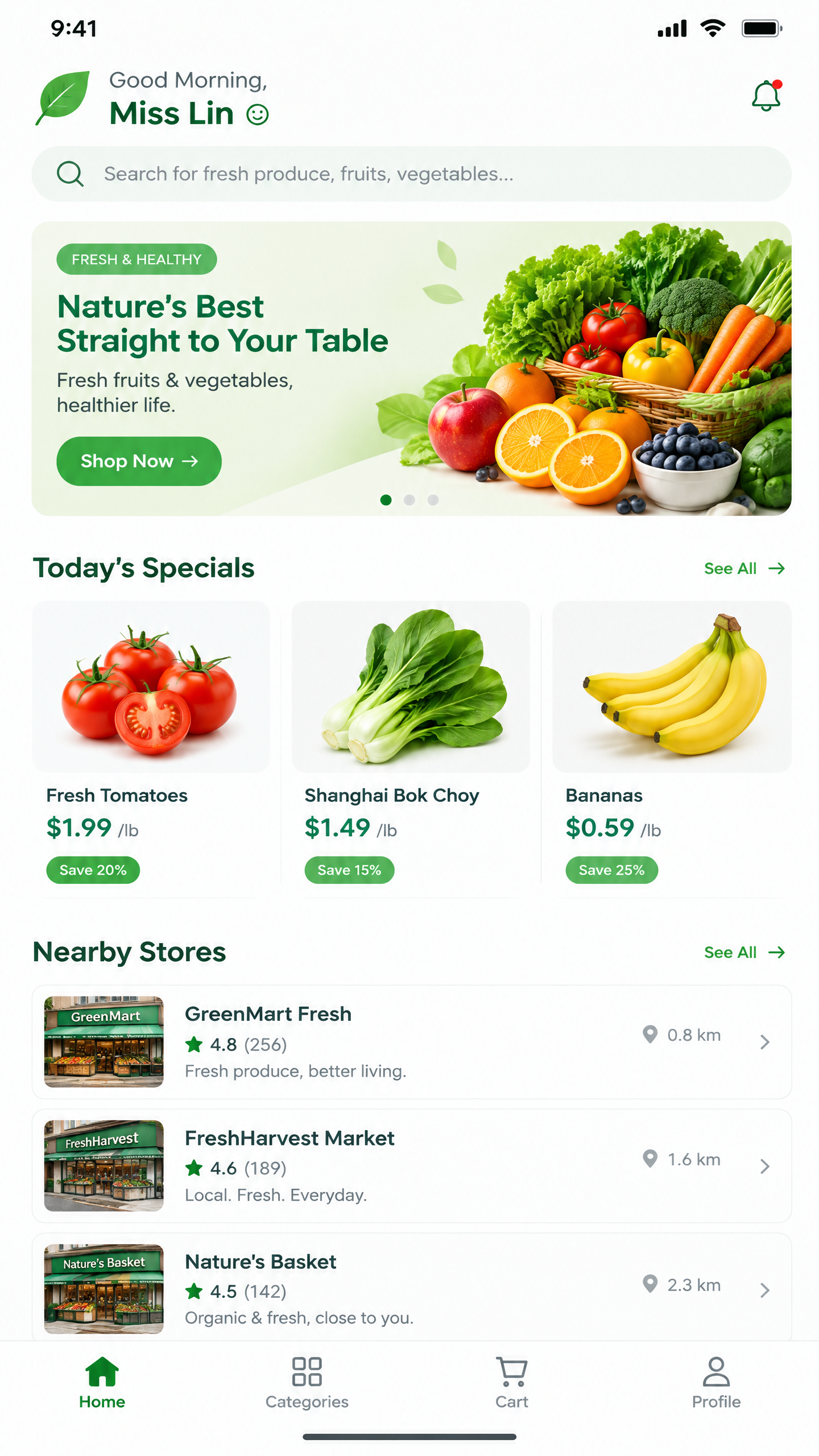 Fresh-Food Mobile Storefront UI